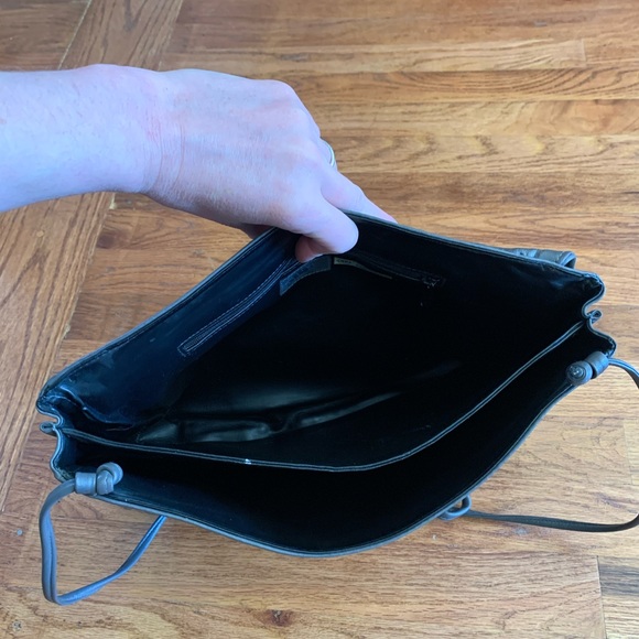 Vintage 80s Albi Gray Leather Crossbody Purse Crocodile Print - Picture 9 of 11